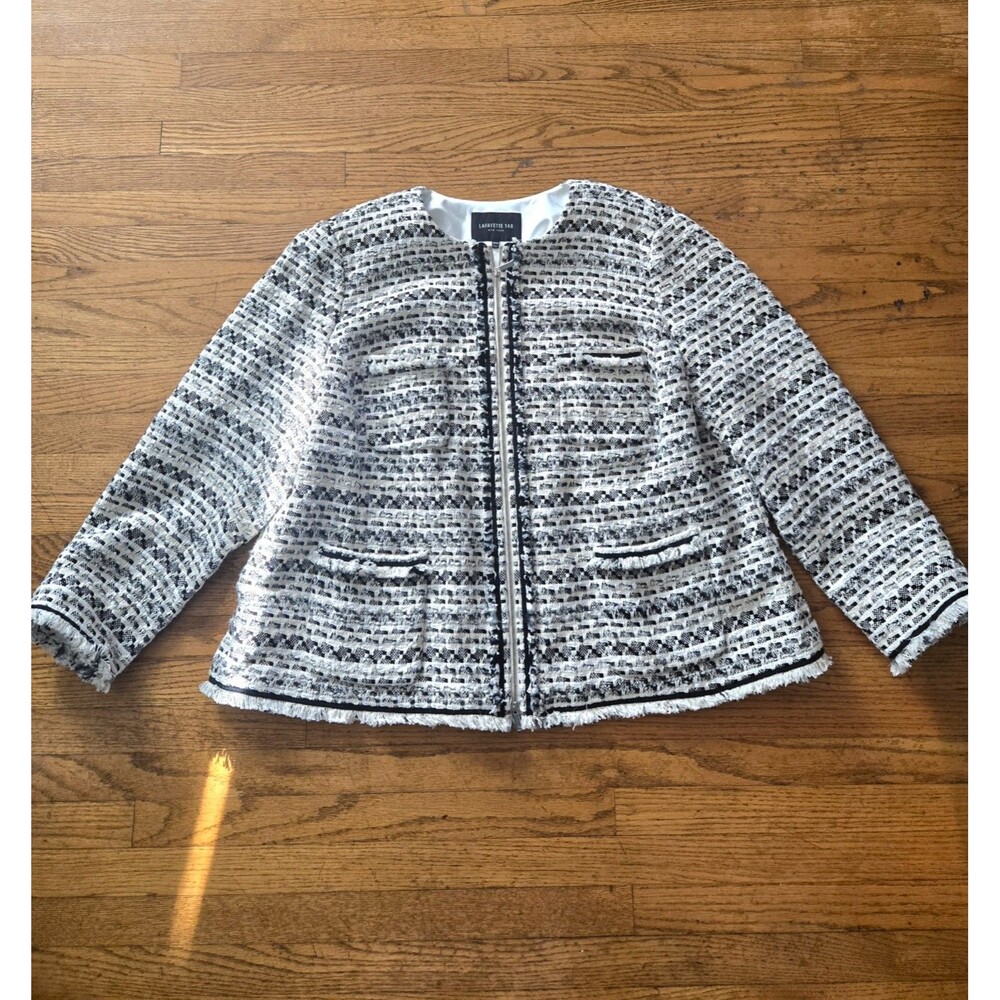 Lafayette 148 Cotton/Wool Blend Full Zip Tweed Blazer Jacket Size 20W